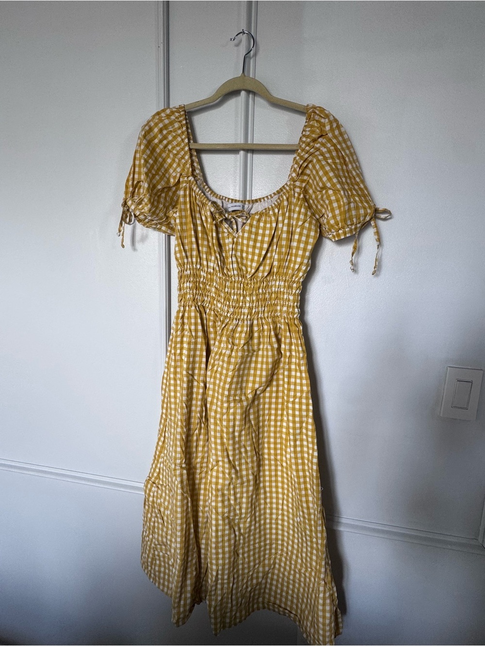 Faithfull the Brand Yellow Gingham Midi Dress - Picture 3 of 6